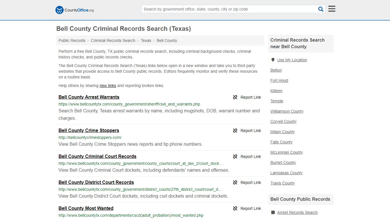 Criminal Records Search - Bell County, TX (Arrests, Jails ...